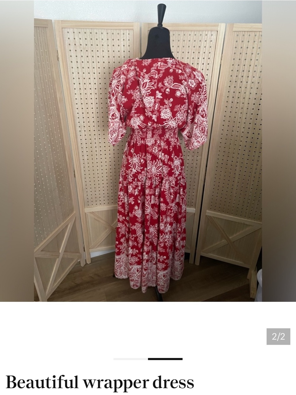 Red Floral Wrap Maxi Dress - Women's